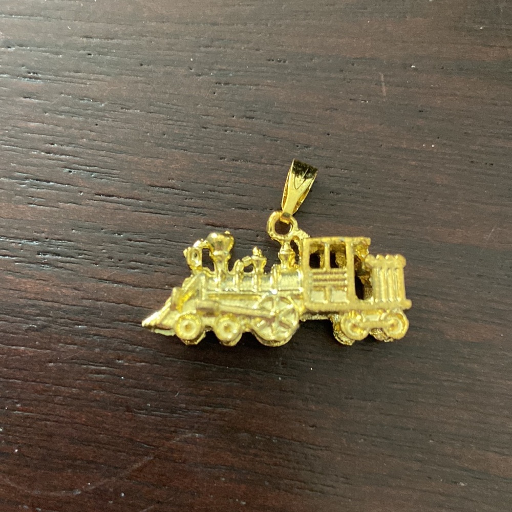 Gold Train Pendant Necklace